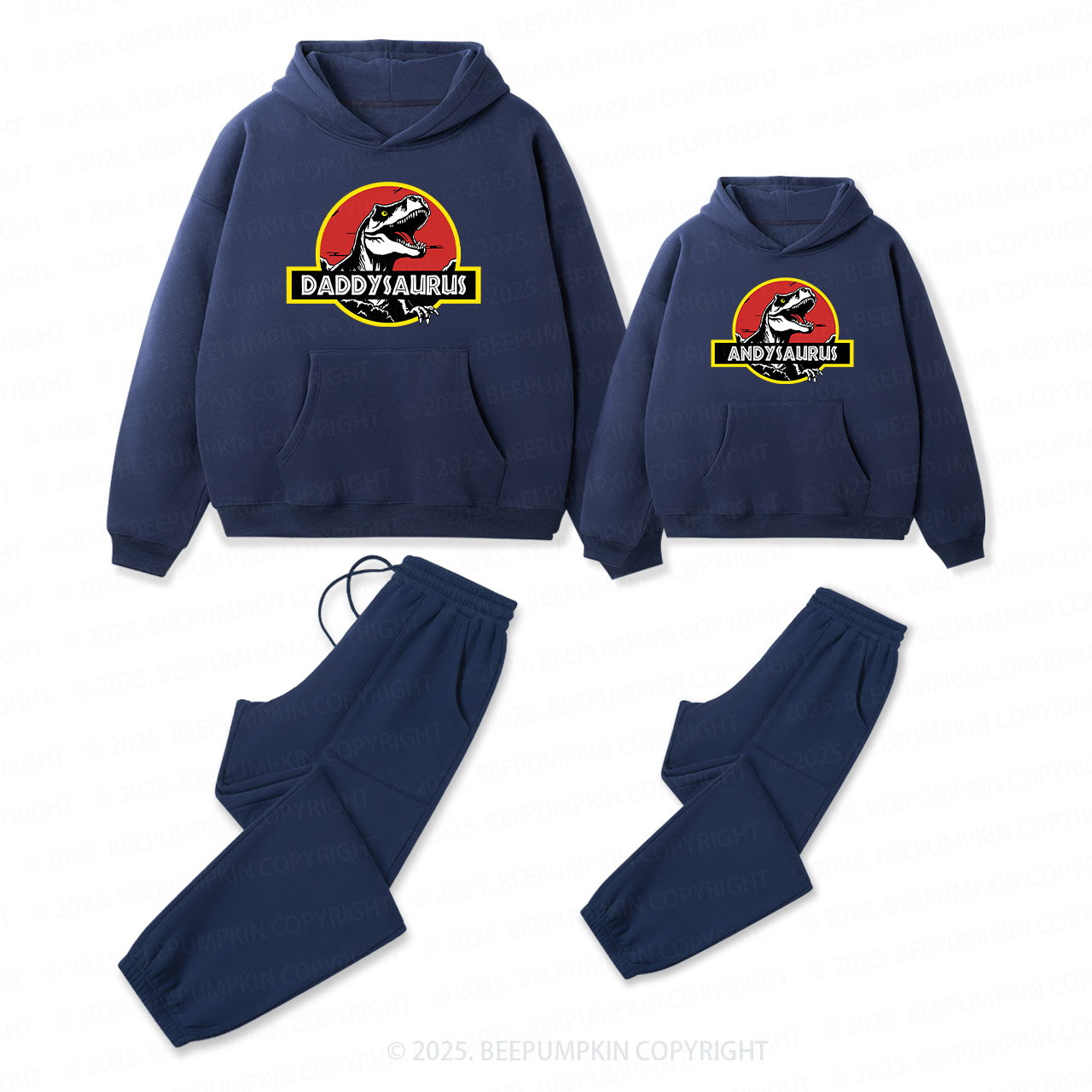 Personalized Name-saurus Dad & Me Matching Hoodie Set