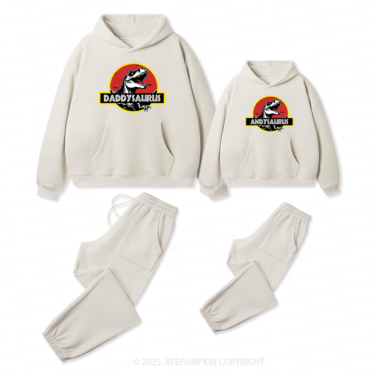 Personalized Name-saurus Dad & Me Matching Hoodie Set