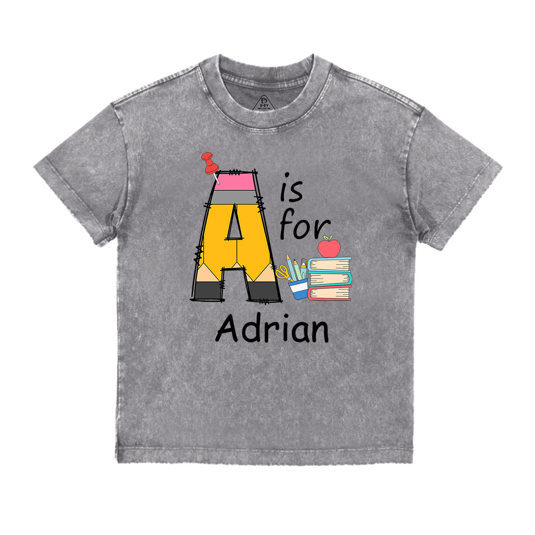 Personalized Alphabet Name Toddler&Kids Washed Tees