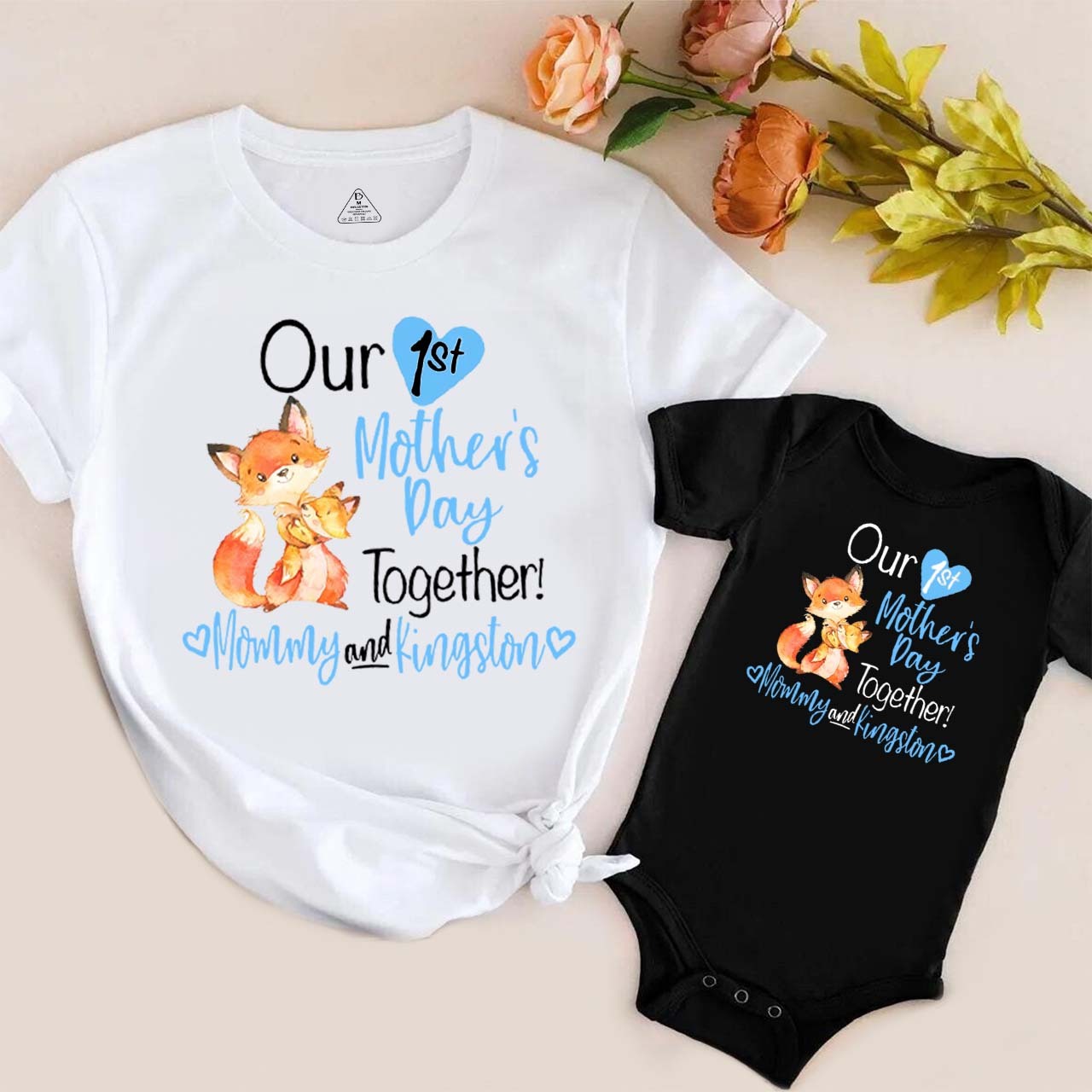 Personalized Our First Mothers Day Fox Mom&Me Matching Tees
