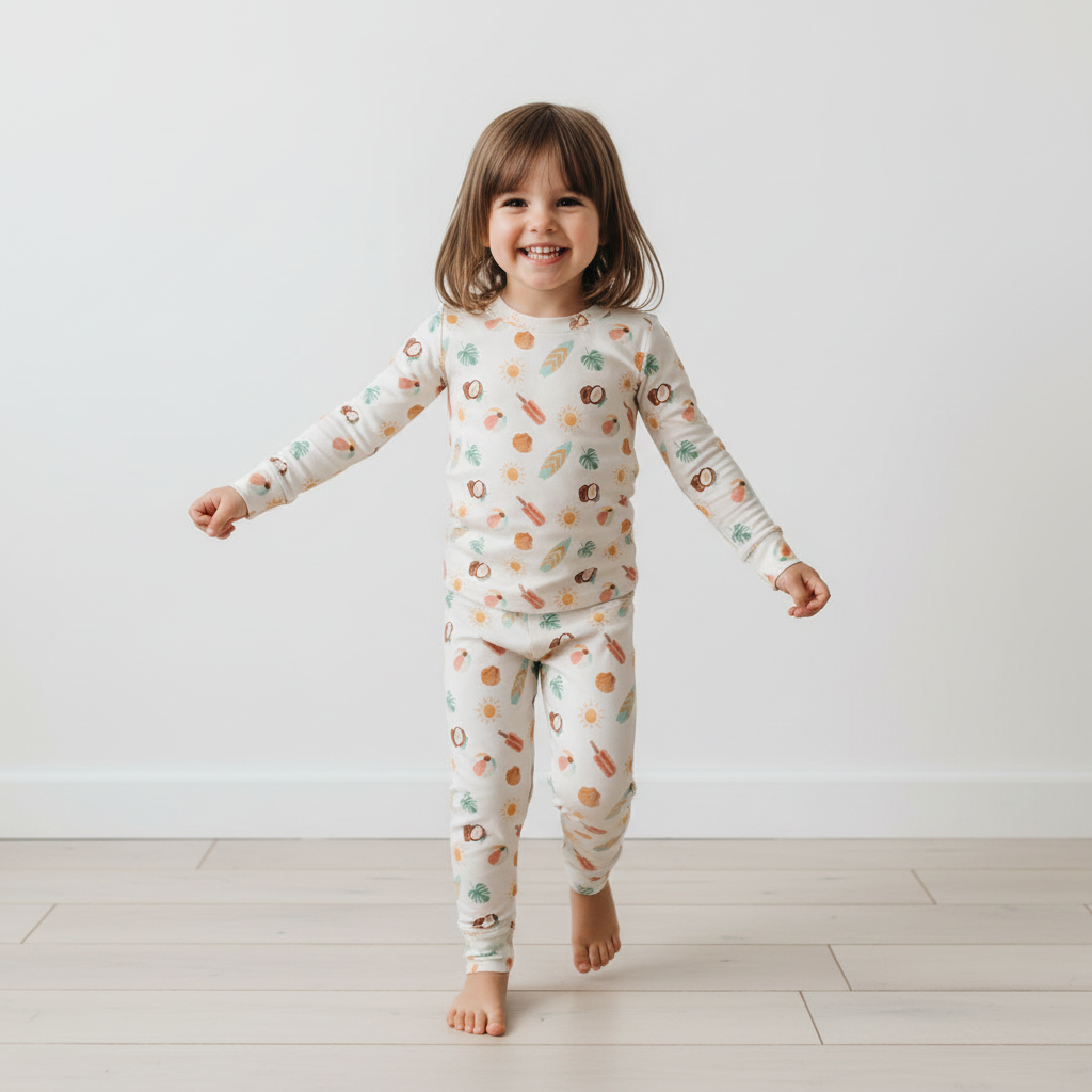 Natural Beach Two-Piece Pajama Set For Kids