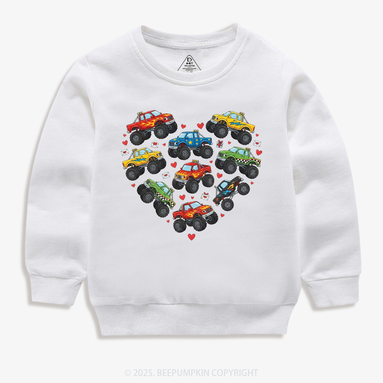 Heart On Wheels Valentine's Day Kid's Sweatshirt