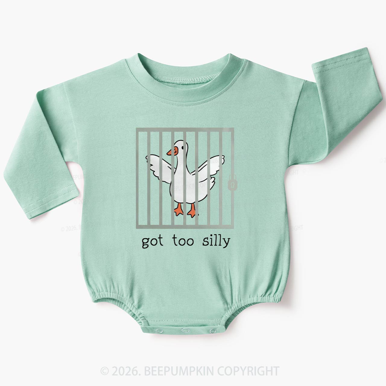 Funny Goose Got Too Silly Baby Bubble Romper Beepumpkin