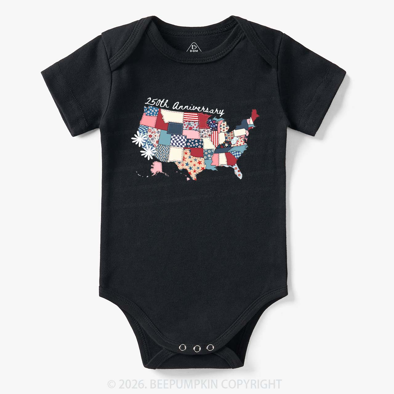 US 250 Years Patriotic Patchwork Bodysuit
