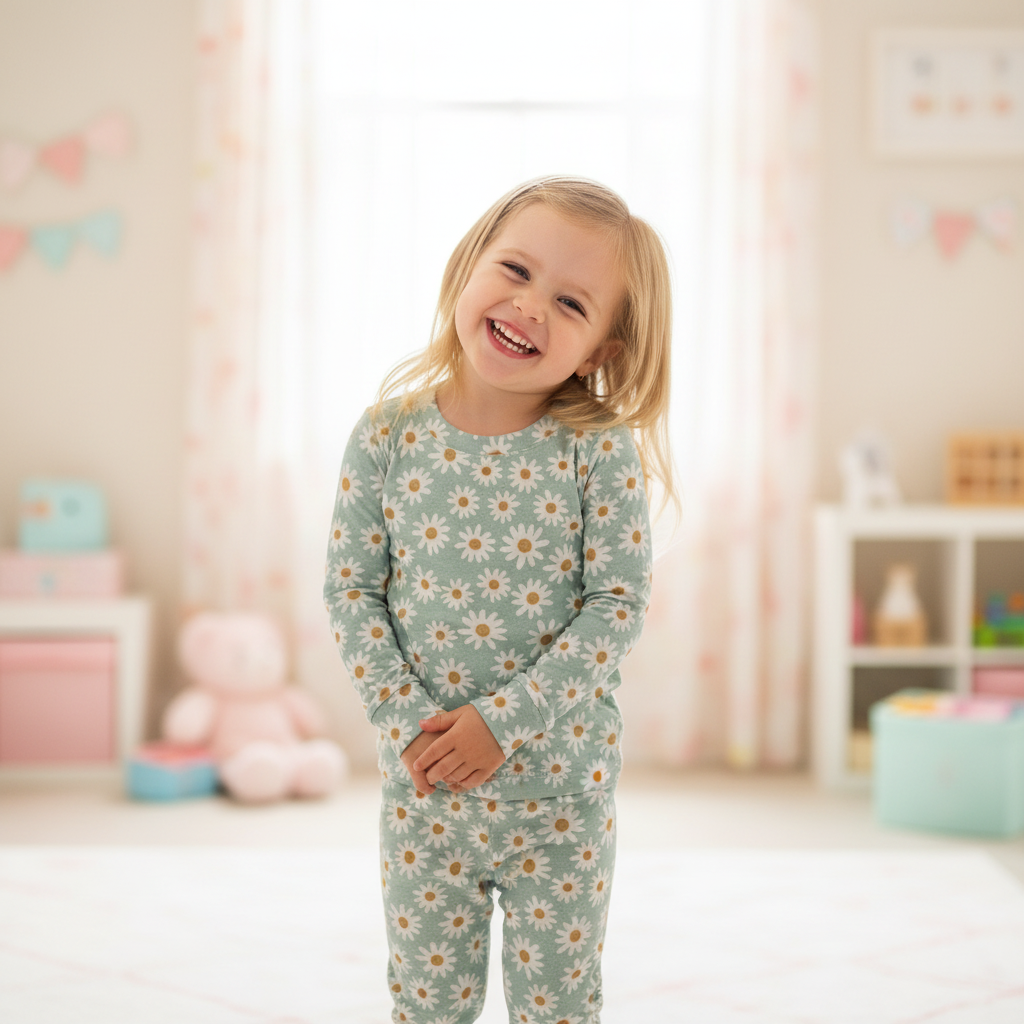 Fresh Little Daisy Two-Piece Pajama Set For Kids