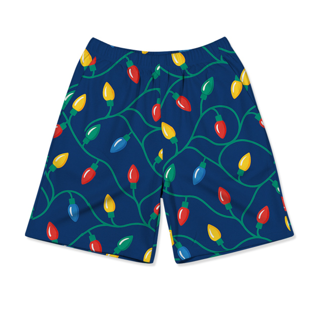 Navy Happy Santa Claus All-Over Print Short Family Matching Pajama Sets