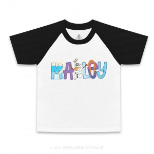 Image of Personalized Ice Frozen Monogram Kid's Raglan Sleeves Tees