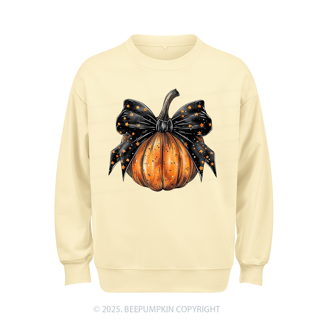 Stars Bow Halloween Sweatshirt Beepumpkin
