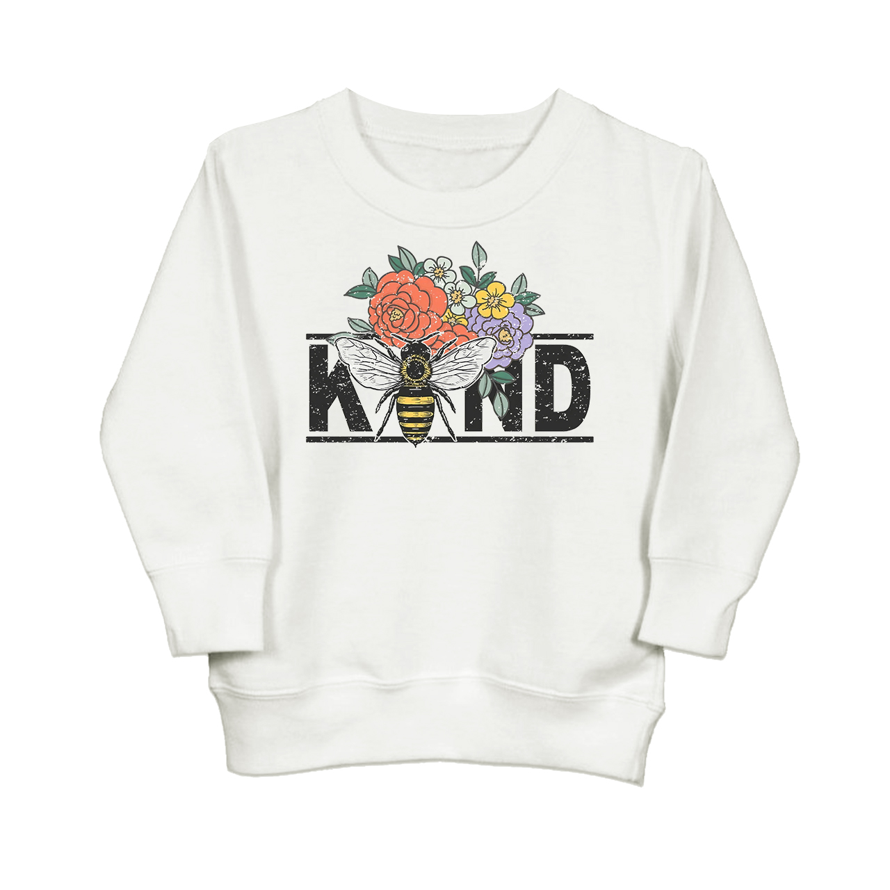 Bee Kind Vintage Flowers Kids Sweatshirt
