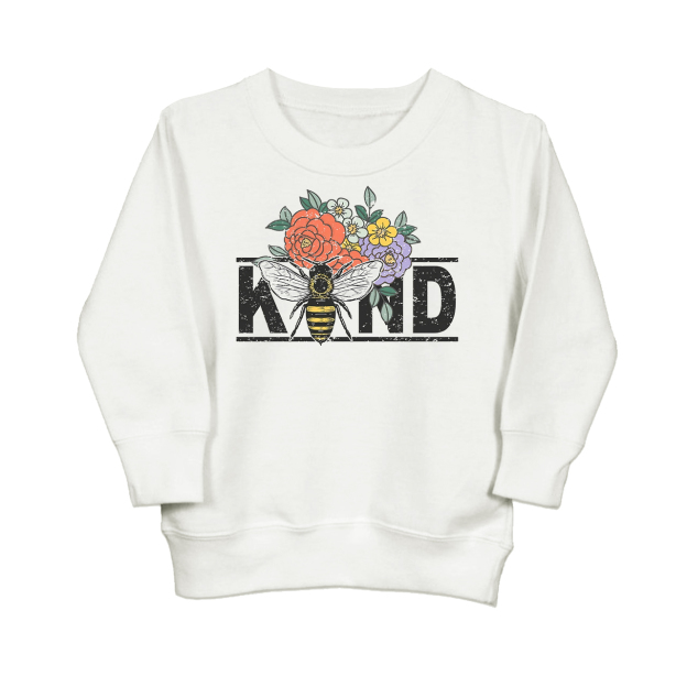 Bee Kind Vintage Flowers Kids Sweatshirt