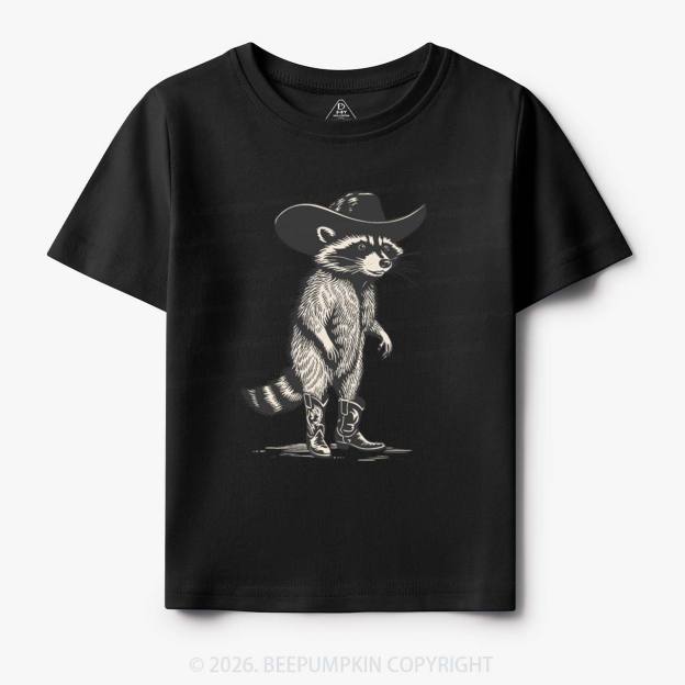 Funny Western Raccoon Cowboy Toddler&Kid's Tees