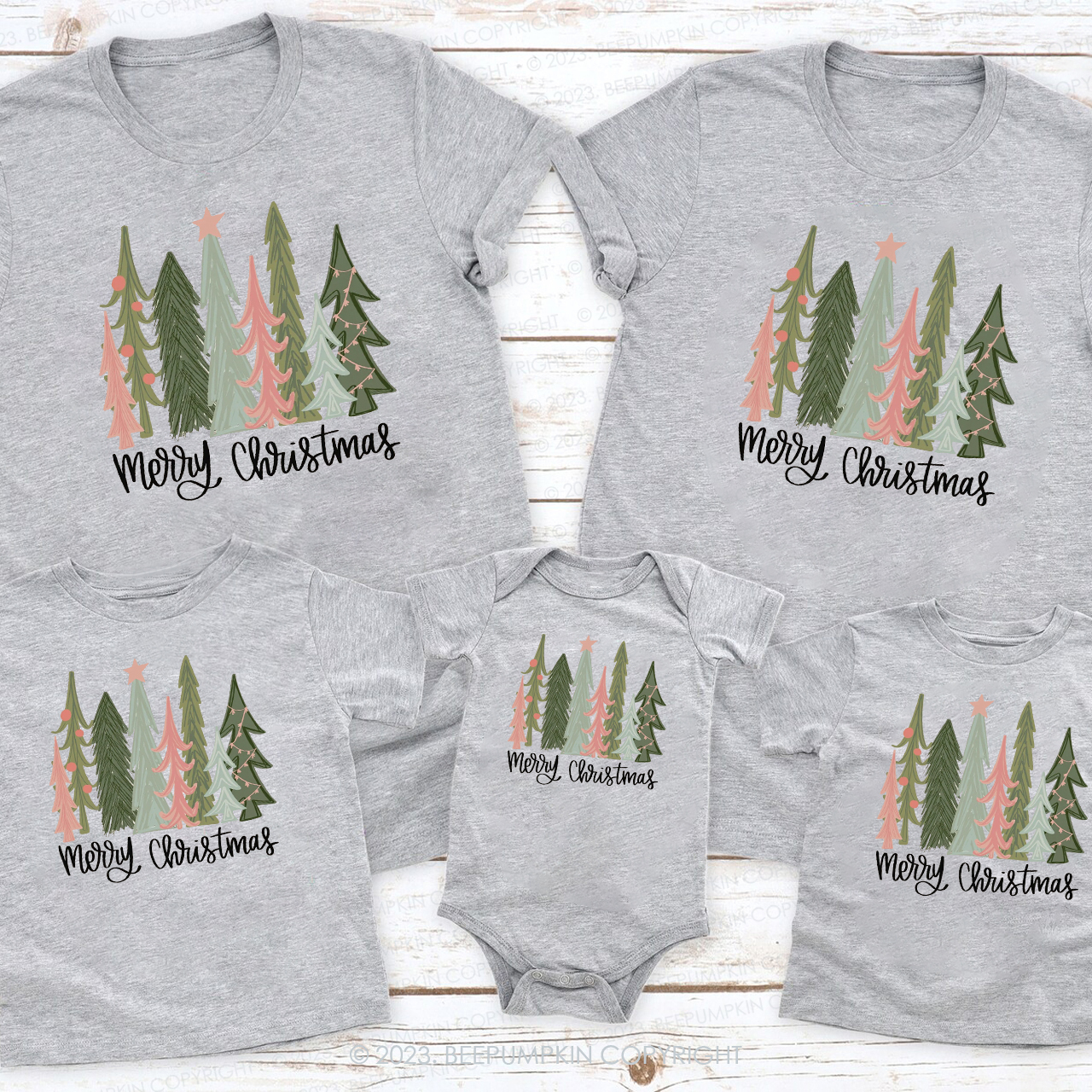 Merry Christmas Tree Holiday Family Matching Shirt