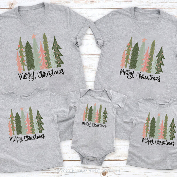 Merry Christmas Tree Holiday Family Matching Shirt