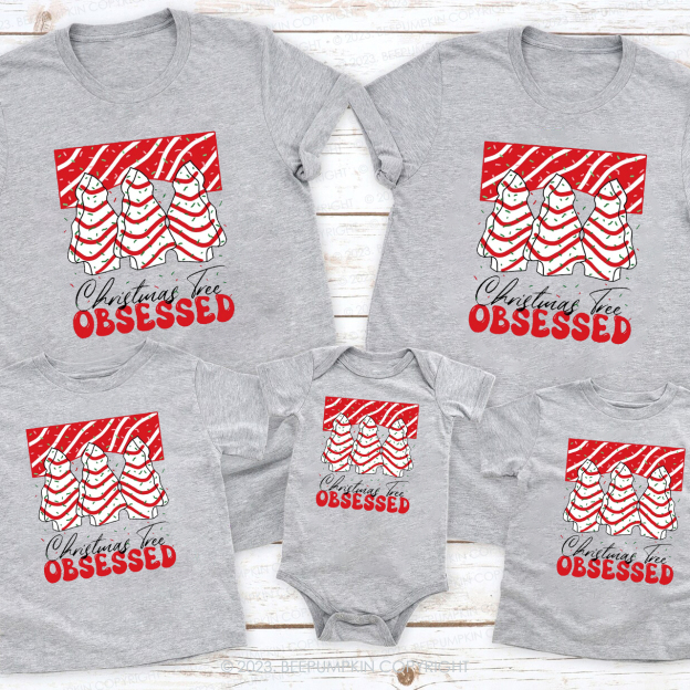 Christmas Tree Junkie Obsessed Retro Matching Shirt