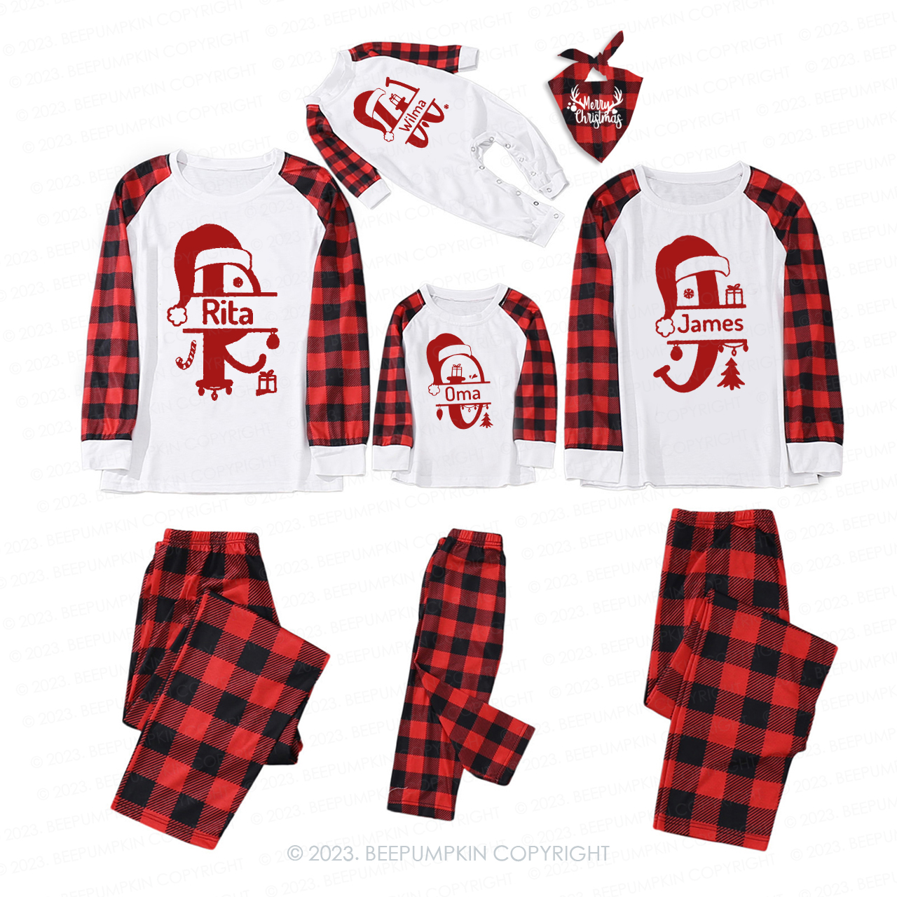 Personalized Monogrammed Family Christmas Pajamas With Name