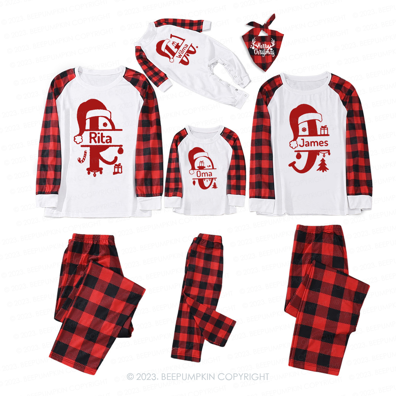 Personalized Monogrammed Family Christmas Pajamas With Name