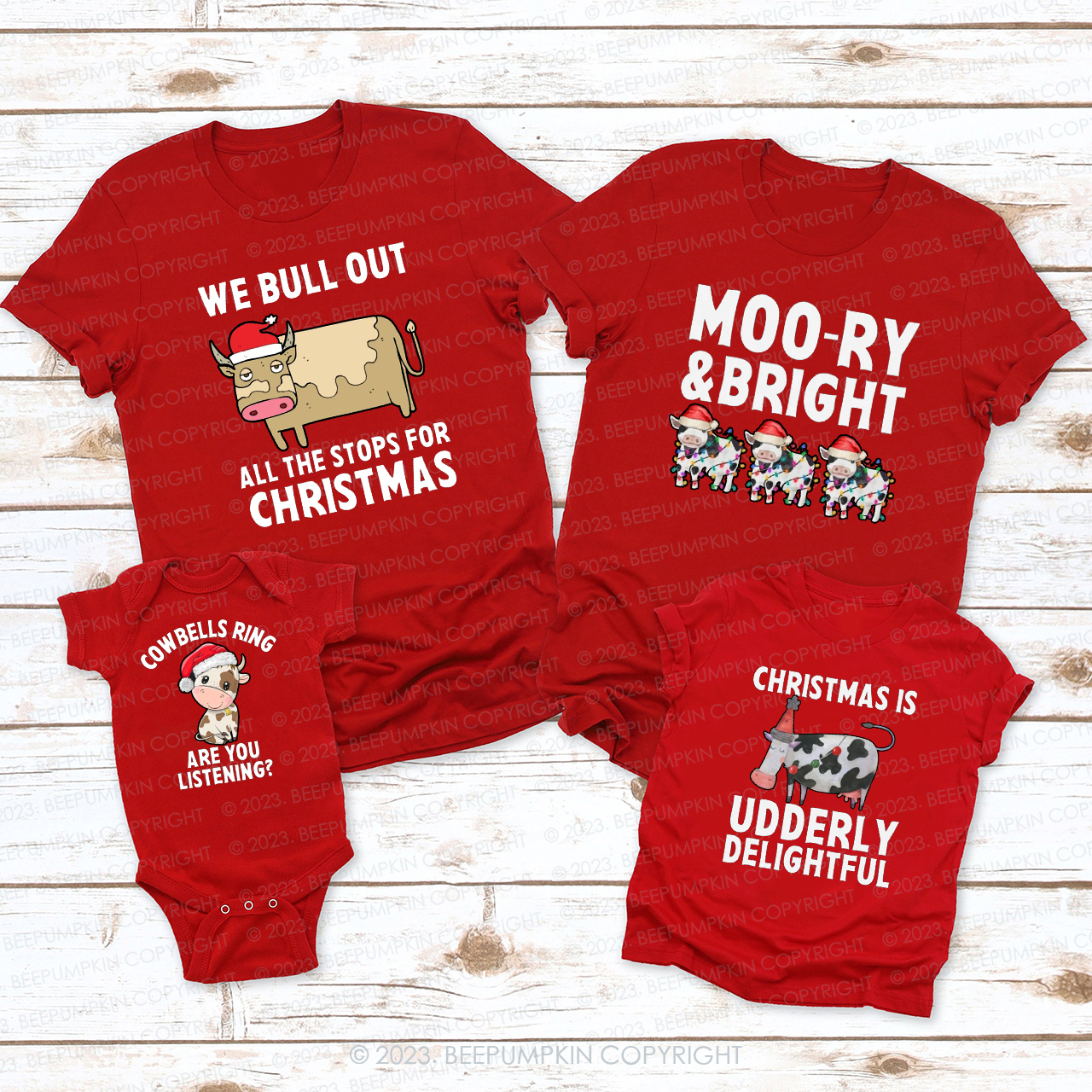 Funny Matching Family Cow Farm Christmas Shirts