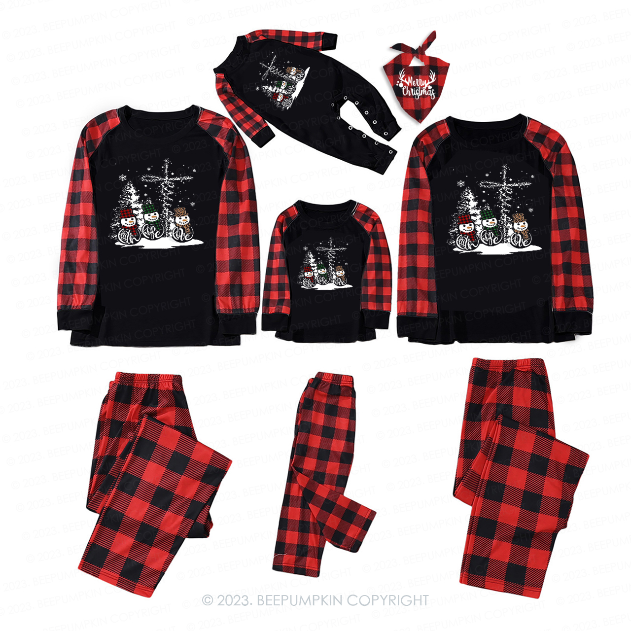 Faith Hope Love Jesus Leopard Print Snowman Matching Pajamas