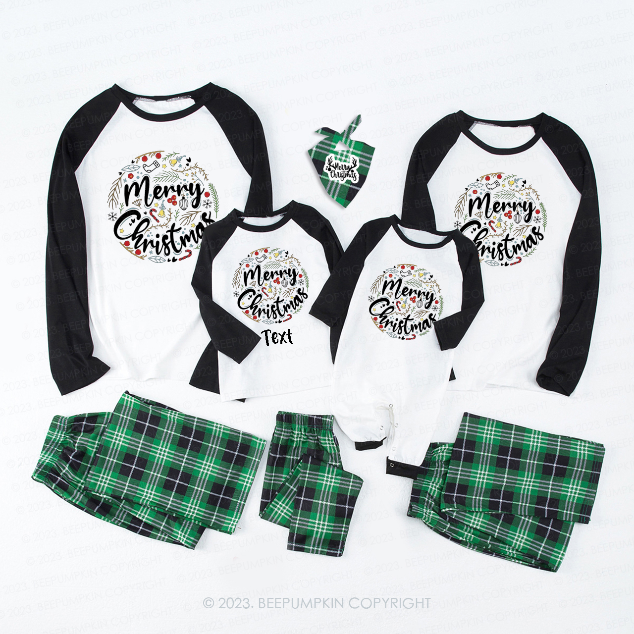 Custom Merry Christmas Wreath Fashion Matching Pajamas