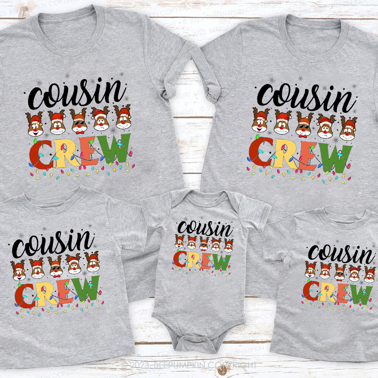 Reindeer Christmas Cousin Crew Family Gift Matching Shirt