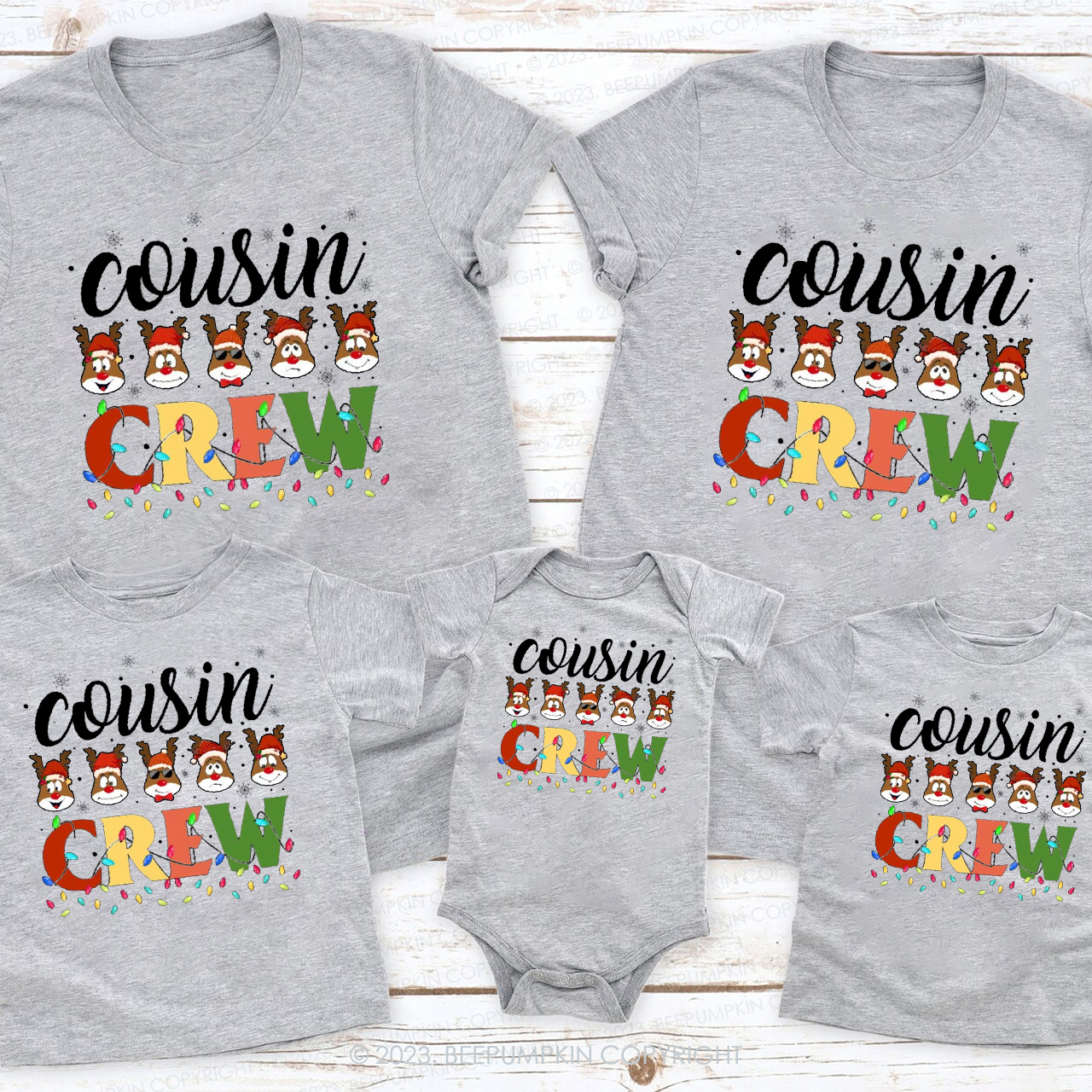 Reindeer Christmas Cousin Crew Family Gift Matching Shirt