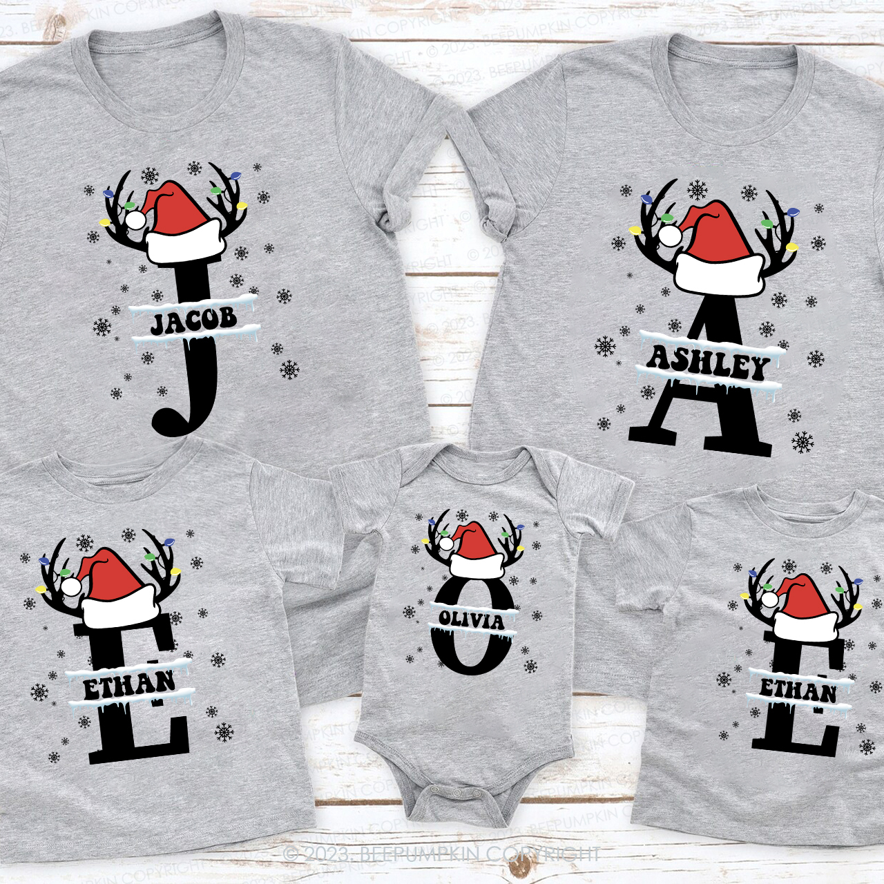 Custom Gift Monogrammed Family Christmas Shirts