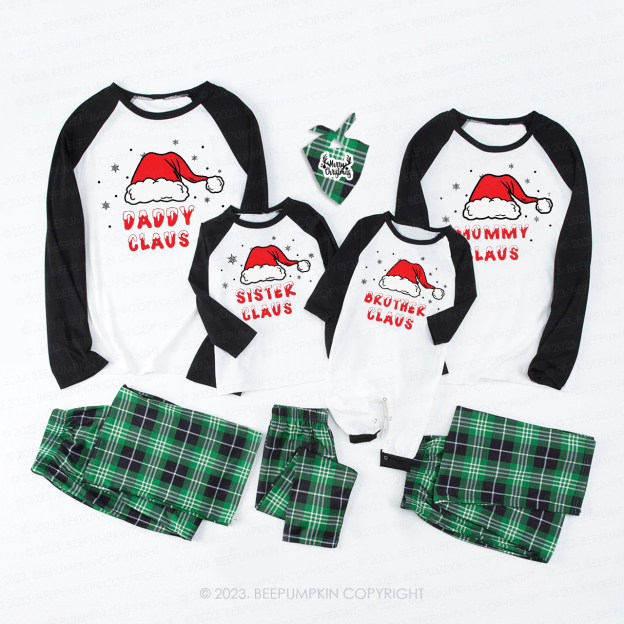 Personalized Claus Christmas Holiday Red Santa Hat Matching Pajamas