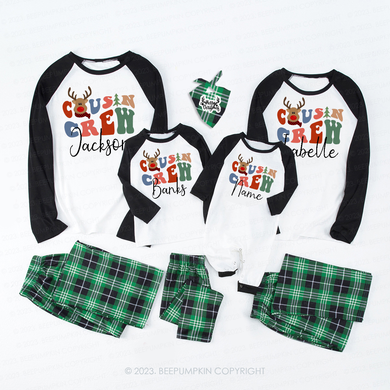 Retro Kids Cousin Crew Christmas Holiday Matching Pajamas