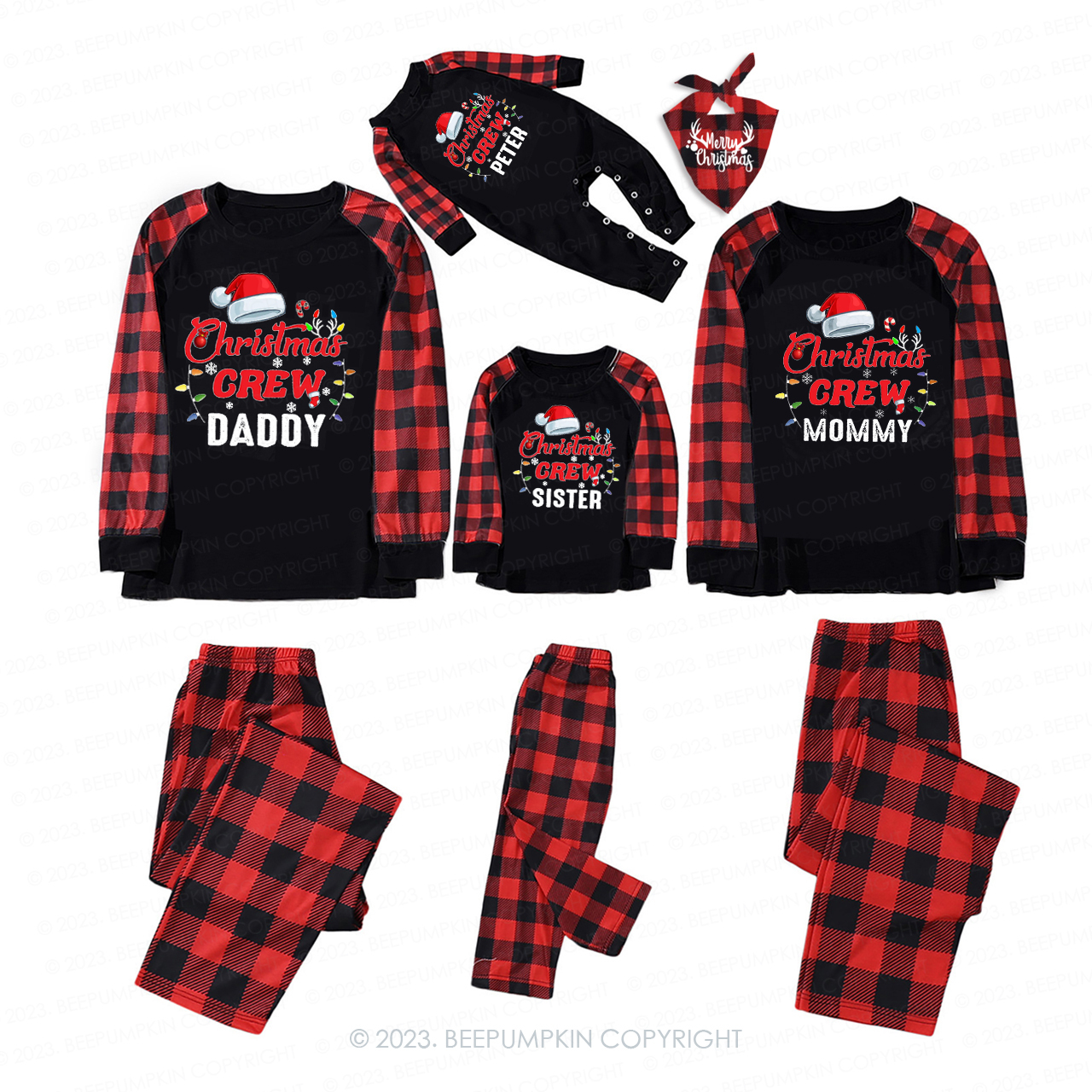 Personalized Custom Snow Christmas Crew Matching Pajamas