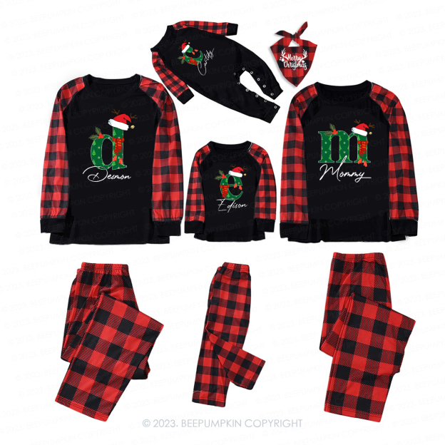 Personalized Lucky Monogrammed Family Christmas Matching Pajamas