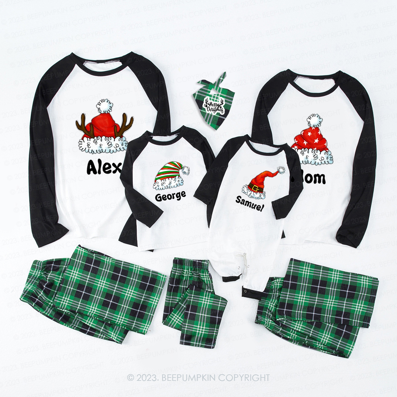 Personalized Cute Christmas Hat With Customized Name Matching Pajamas