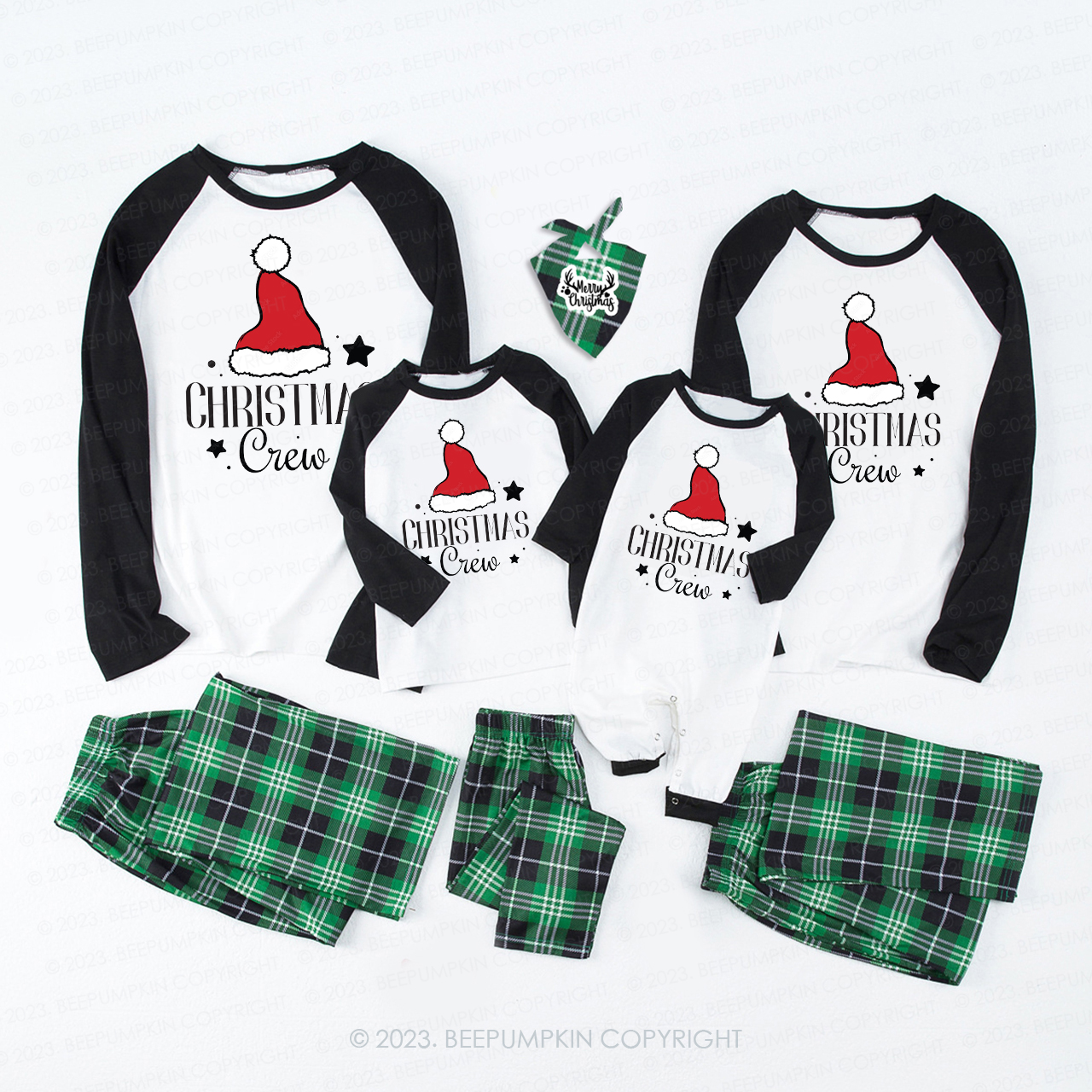 Christmas Crew Cute Santa Hat Family Matching Pajamas