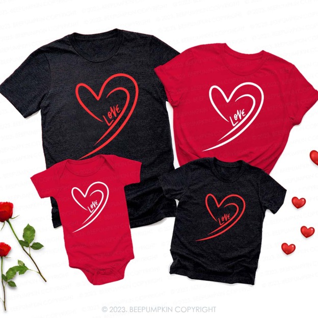 Cute Valentine's Family Matching Shirts - Love Heart