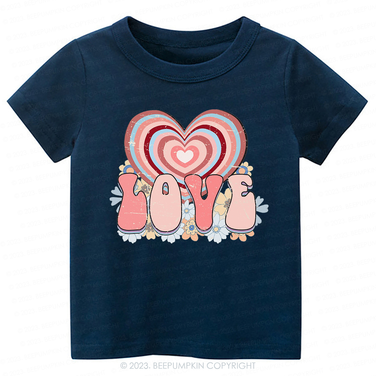 Retro Love Heart Valentines Day -Toddler Tees