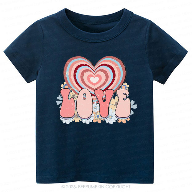 Retro Love Heart Valentines Day -Toddler Tees