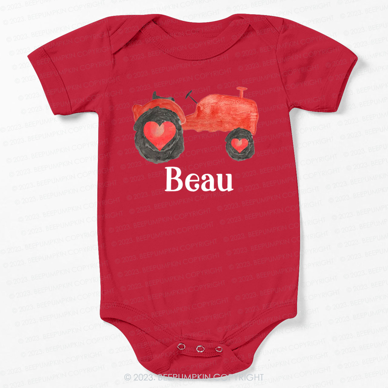 Personalized Valentine Tractor Bodysuit For Baby