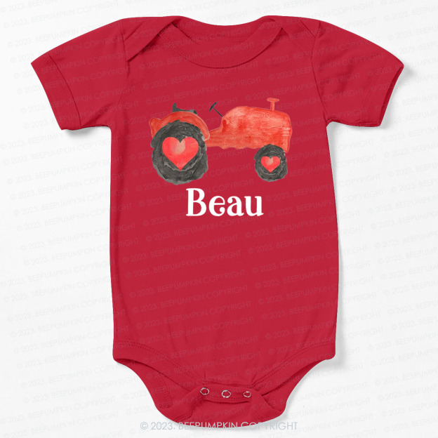 Personalized Valentine Tractor Bodysuit For Baby