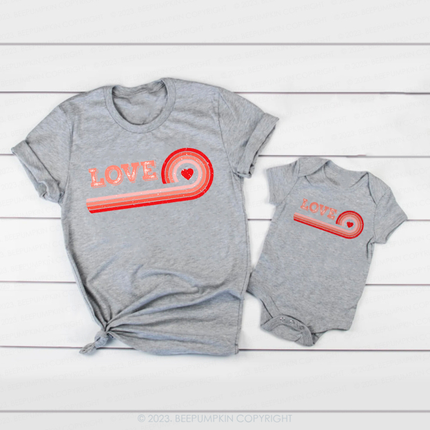 Retro Rainbow Heart Matching Valentine‘s Shirts