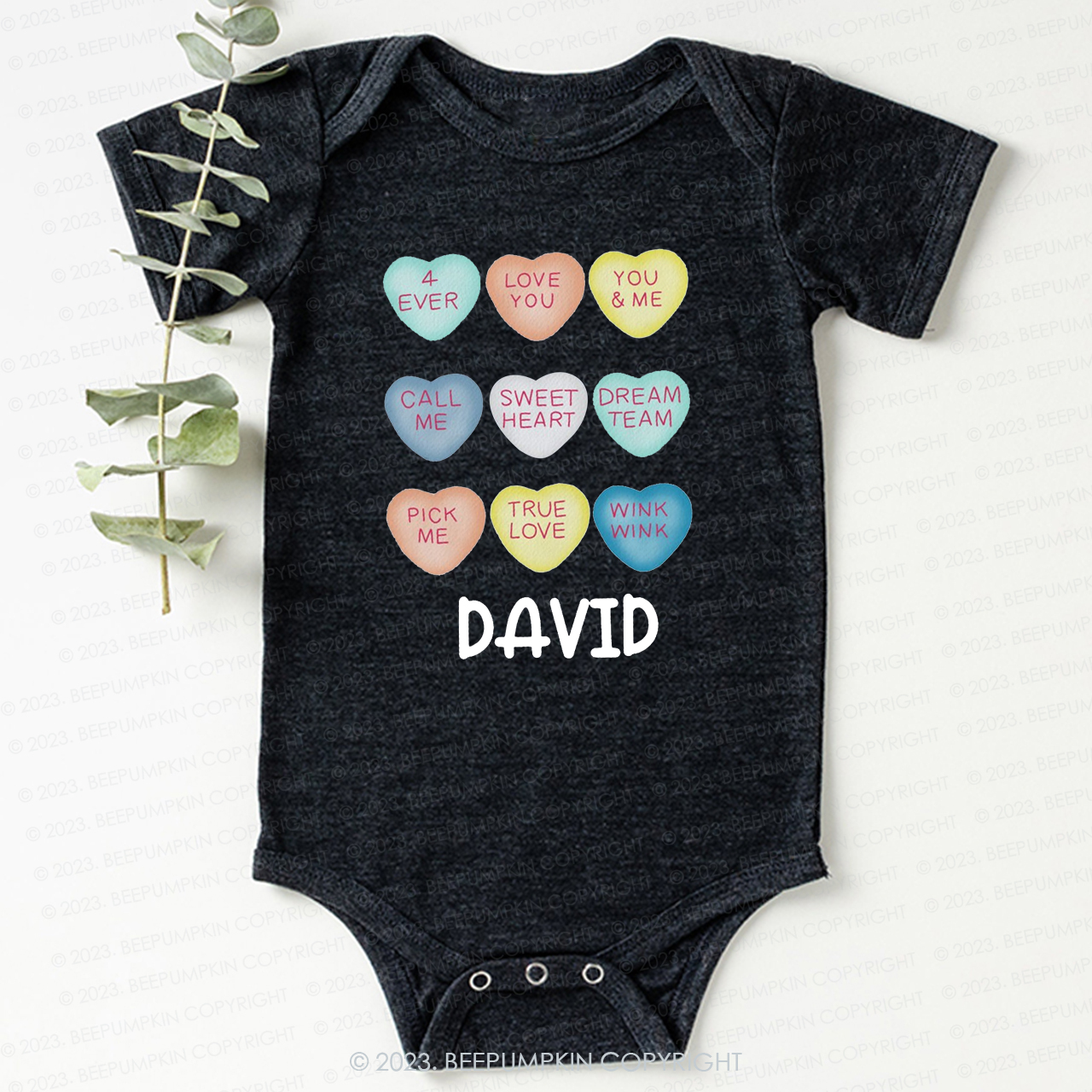 Personalized Colourful Valentine Heart Bodysuit For Baby