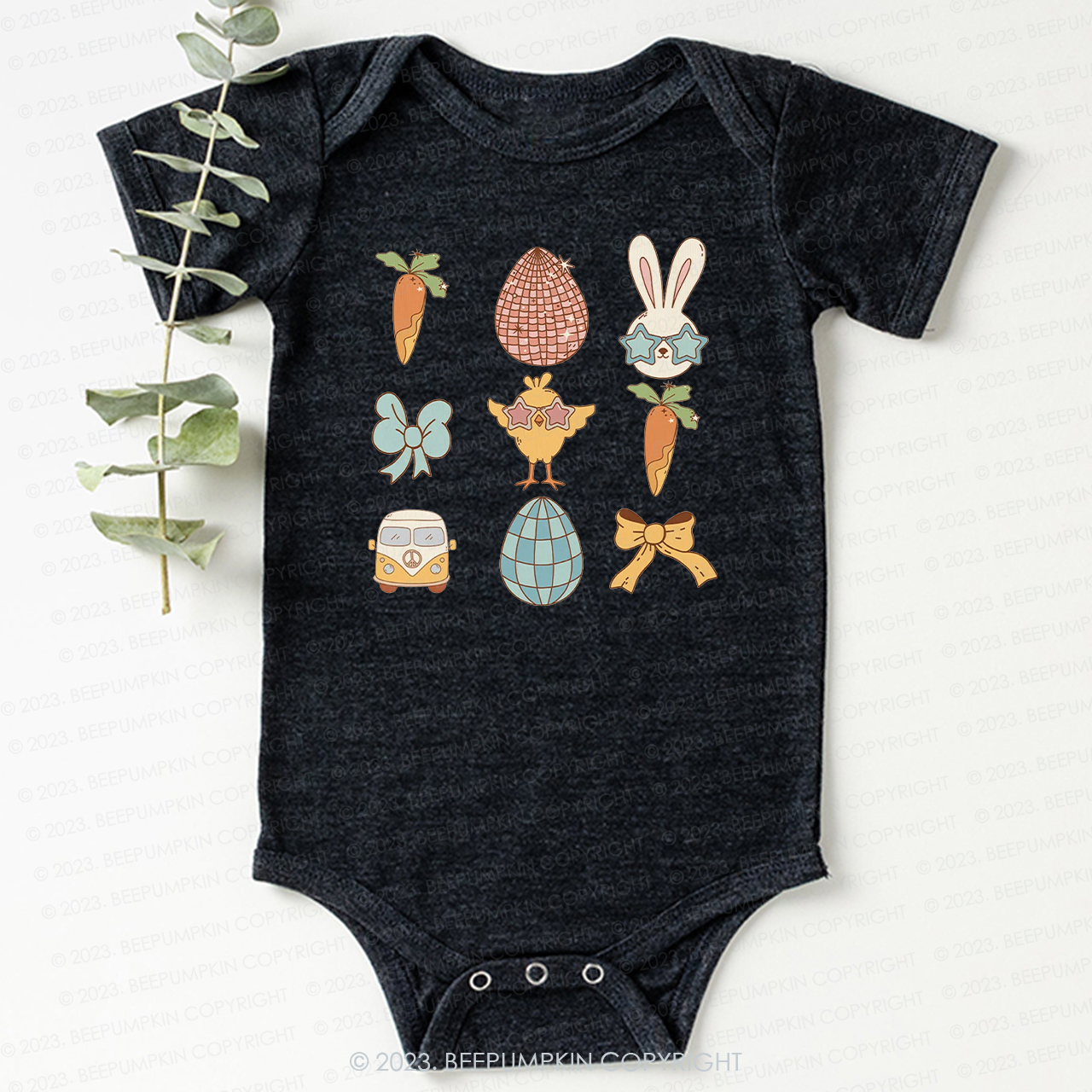 Kids Easter Carrot Car Bow Bodysuit For Baby
