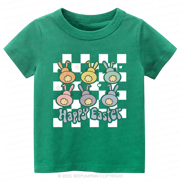 Happy Easter Checkered Bunnies-Toddler Tees