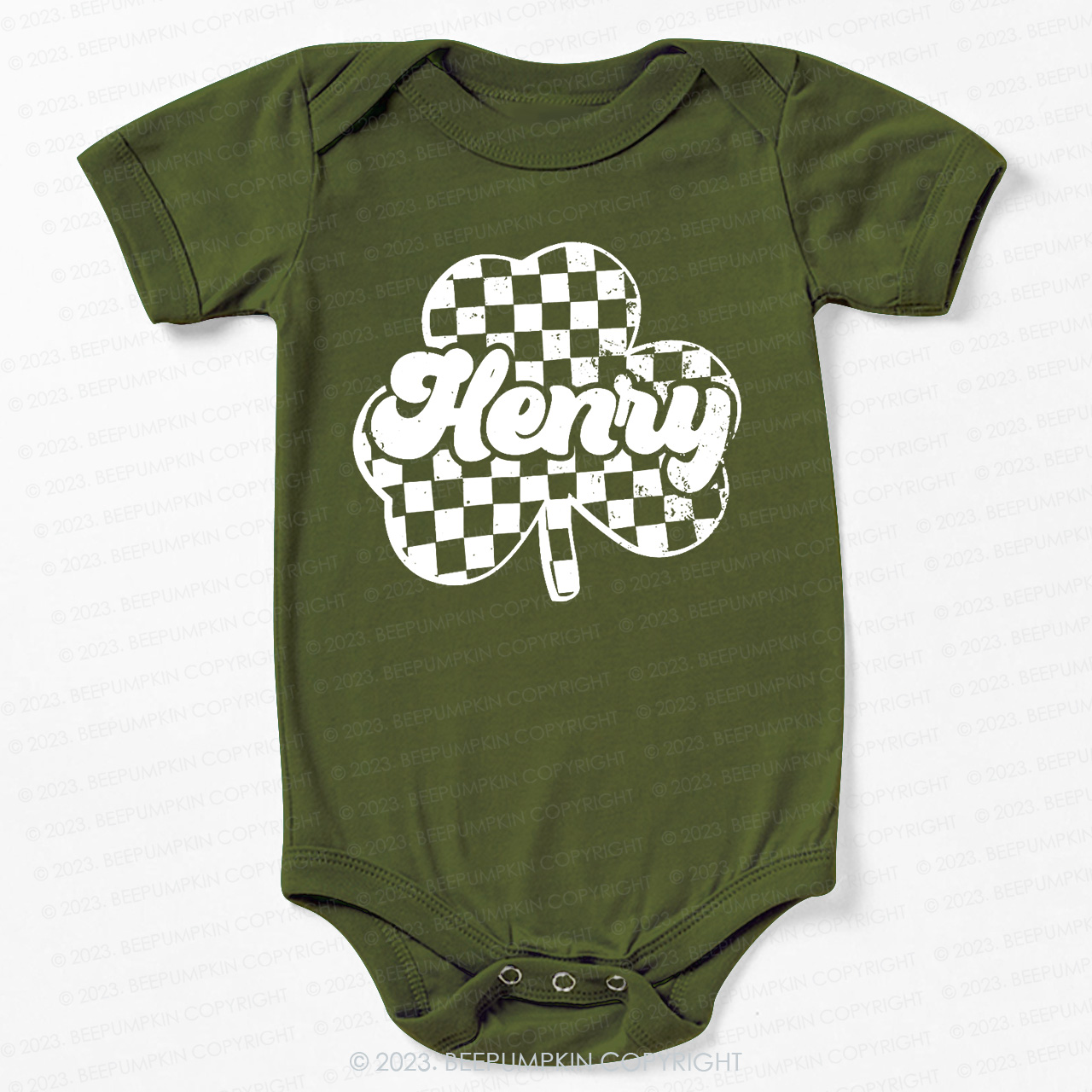 Clover Leaf with Name St.Patricks Day Bodysuit For Baby