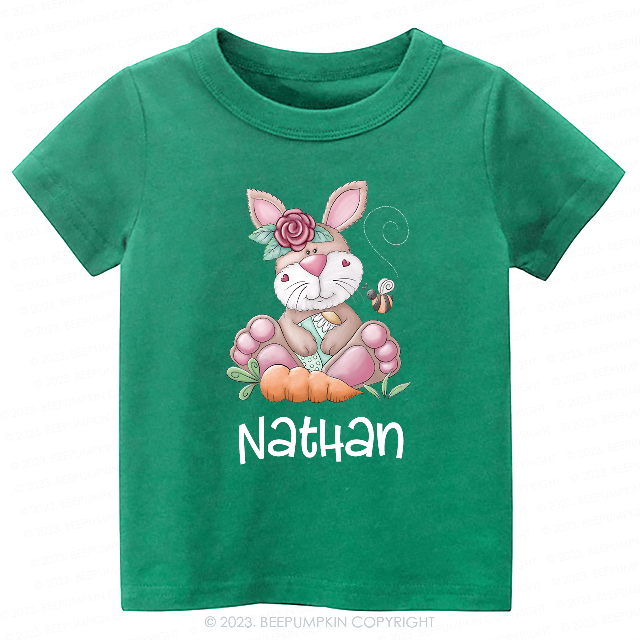 Personalized Spring Happy Bunny Easter Toddler Tees