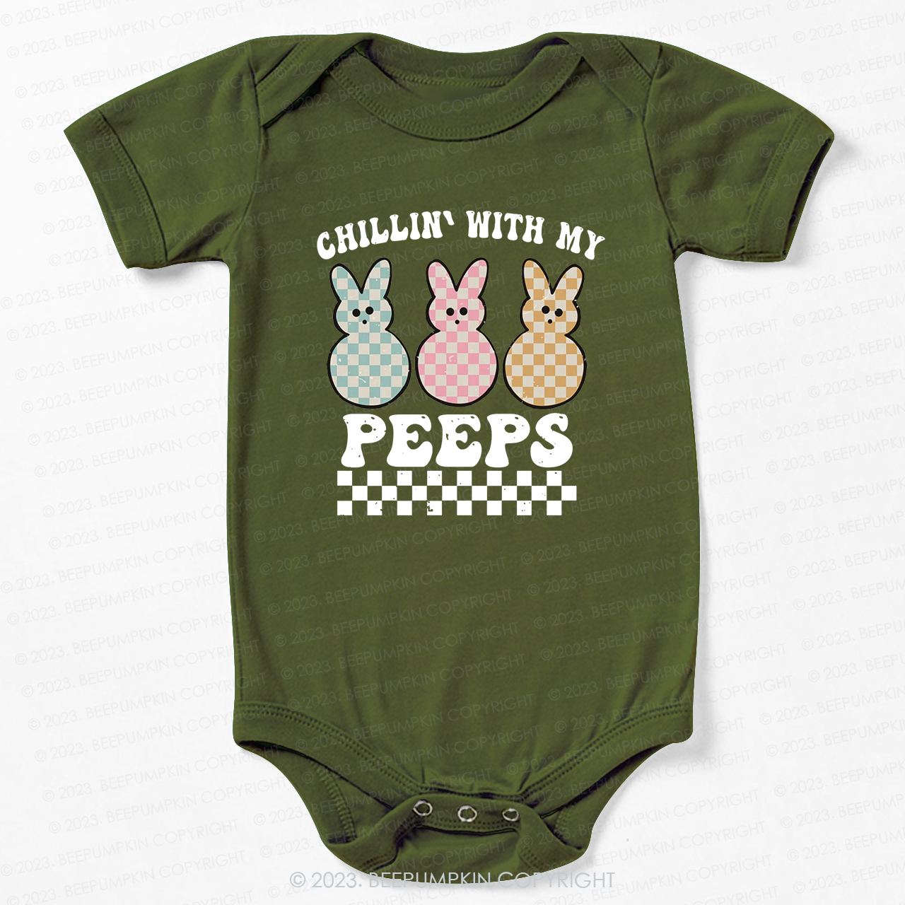 Chillin' With My Peeps Retro Kids Easter Bodysuit For Baby
