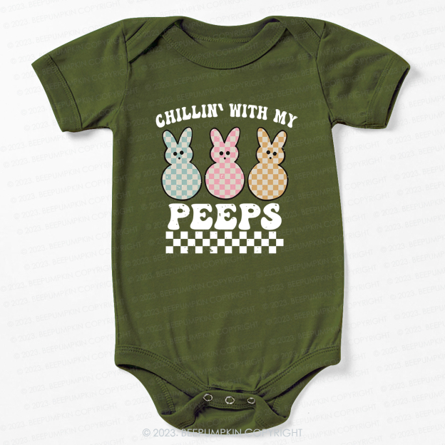Chillin' With My Peeps Retro Kids Easter Bodysuit For Baby