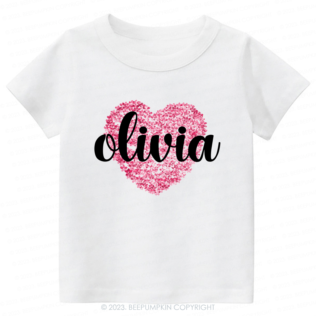 Personalized Floral Valentines Day Kids Tees