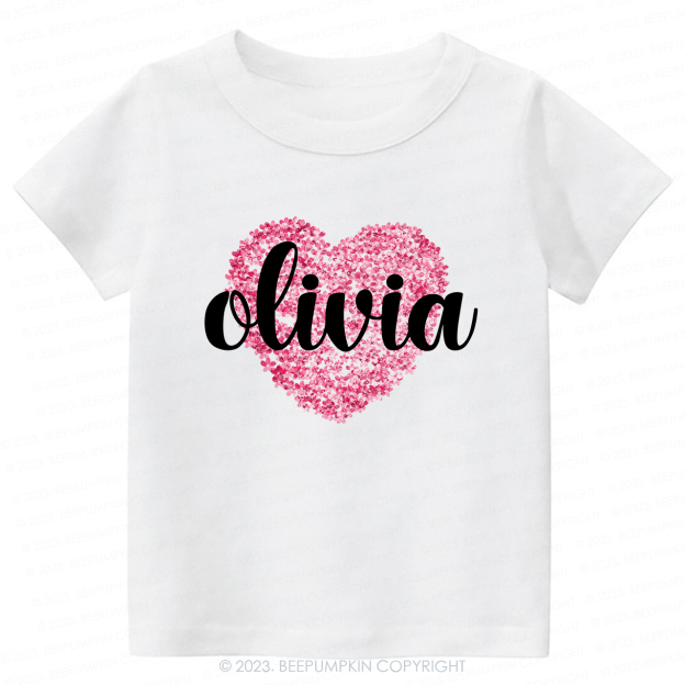 Personalized Floral Valentines Day Kids Tees
