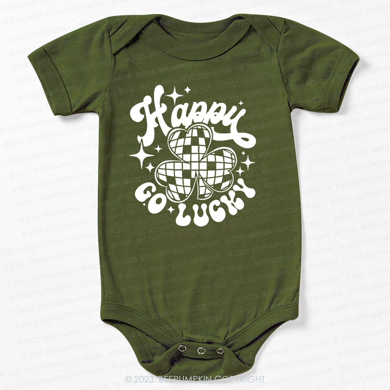 Checkerboard Happy Go Lucky St.Patricks Day Bodysuit For Baby