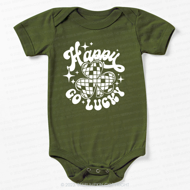 Checkerboard Happy Go Lucky St.Patricks Day Bodysuit For Baby