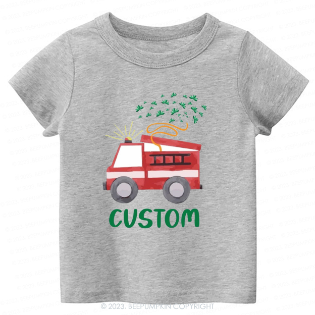 Firetruck Shamrock St.Patricks Day -Toddler Tees